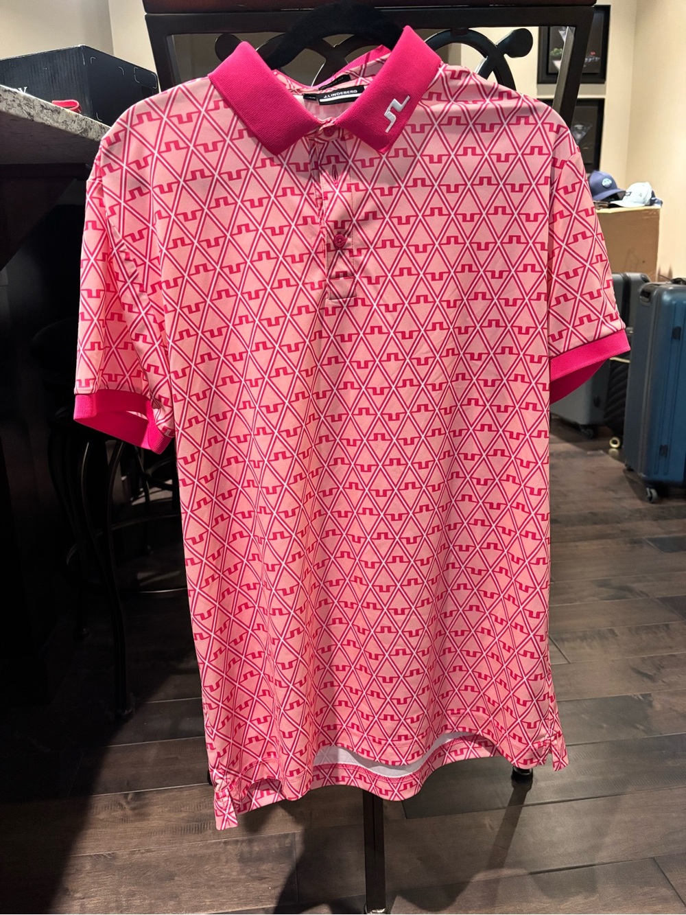 J.Lindeberg Pink Geometric Print Polo